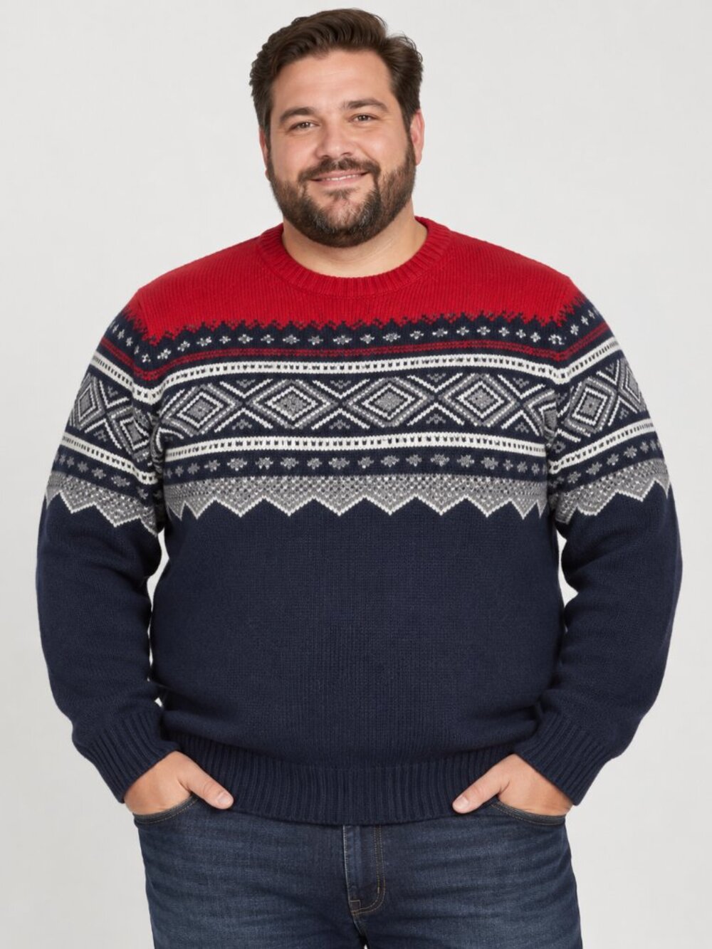 Vintage 90s Lands’ End Men XL Lambswool Fair Isle Nordic Ski Sweater